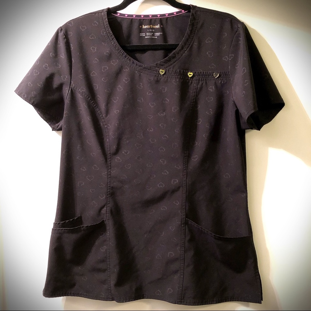 LIKE NEW HeartSoul Ladies Black Heart Scrub Top L